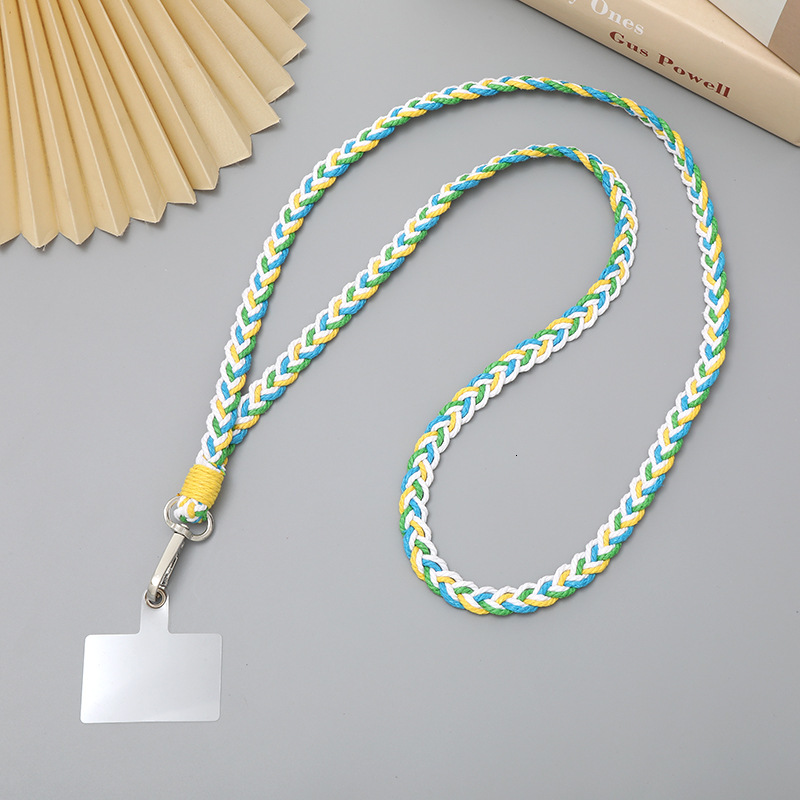 Yilian new gradient woven rope crossbody chain phone case anti loss hanging pendant long single buckle with clip
