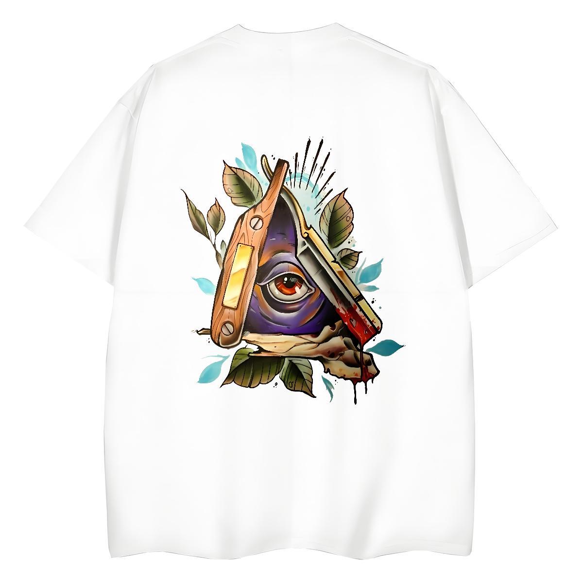New Arrival Woman T Shirts 230g Pure Cotton Short Sleeve O-Neck Street eye of the devil Unisex Tshirts Free Shipping Cartoon Print Tees Shirts