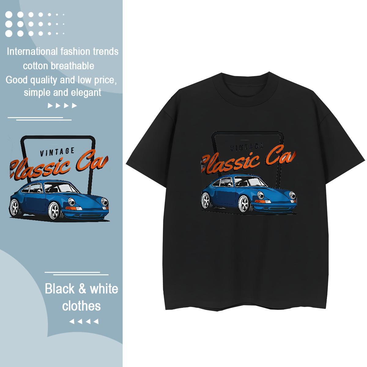 Custom Womens T Shirts 230g Cotton Short Sleeve O-Neck Beach car Tshirt for Man Woman Brand DIY Printed Clothings
