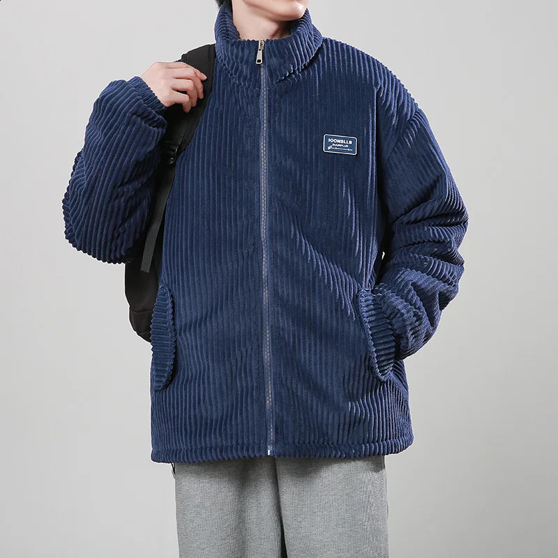 Mens Cotton Padded Thicken Warm Parkas Winter Corduroy Jackets Casual Windbreaker Male 240907