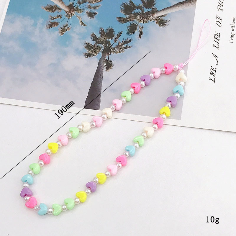 Yilian New Acrylic Love Chain Beaded Hanging Anti Drop Rope Phone Case Beauty Pendant