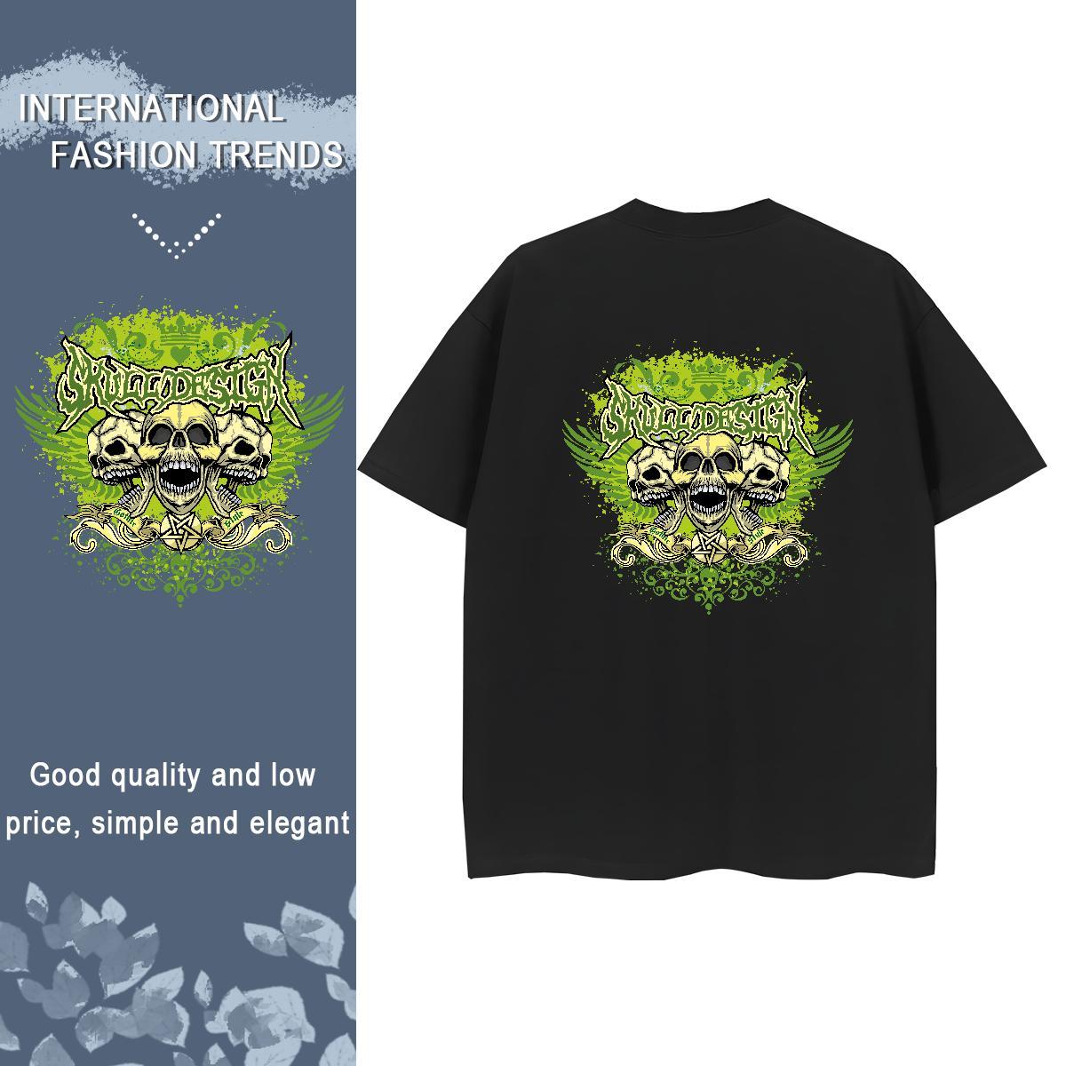 Custom T shirt 100% Cotton 230g Crew Neck Casual Beach skull Women Tees Popular Skull Top Tees
