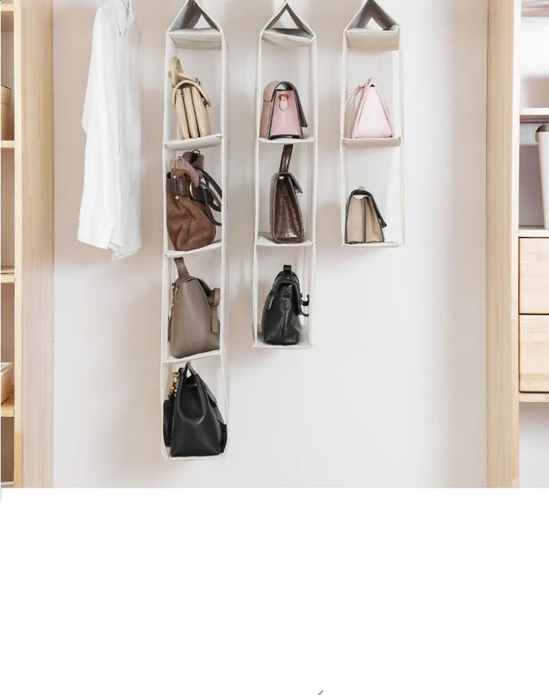 6/8 pocket shelf handbag transparent hanging wallet handbag organizer storage rack wardrobe 240907