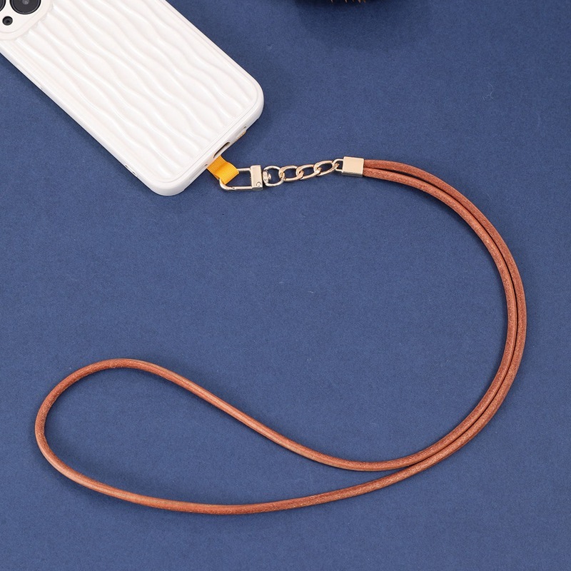 Yilian new long mobile rope simple style hanging neck leather phone chain with card gift