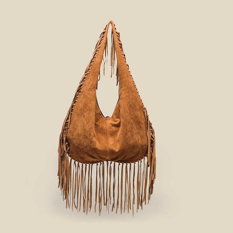 Tassel large capacity trendy versatile shoulder bag casual simple crossbody bag PU leather dumpling bag 240915