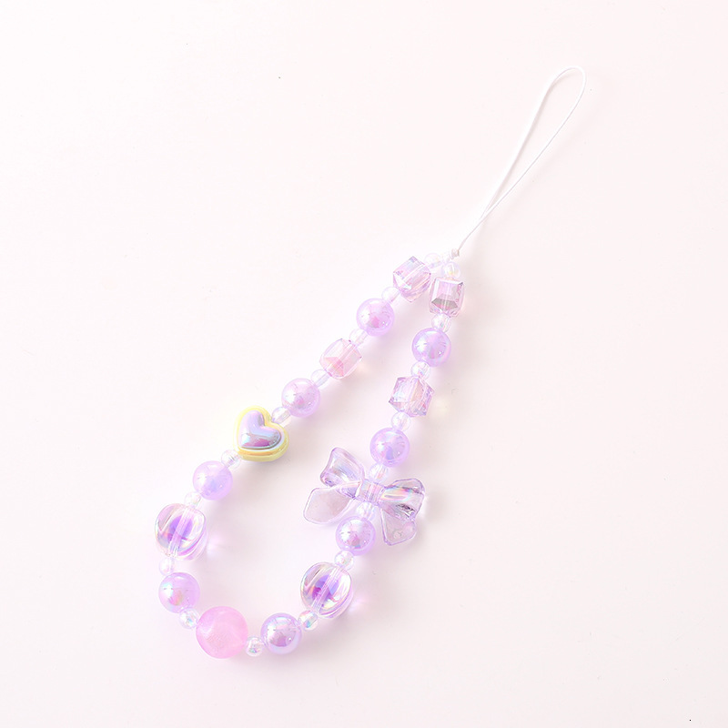 Yilian's new color plated bow mobile chain fashionable, small, fresh. The phone case has a hanging rope that prevents loss falls, and the wrist s