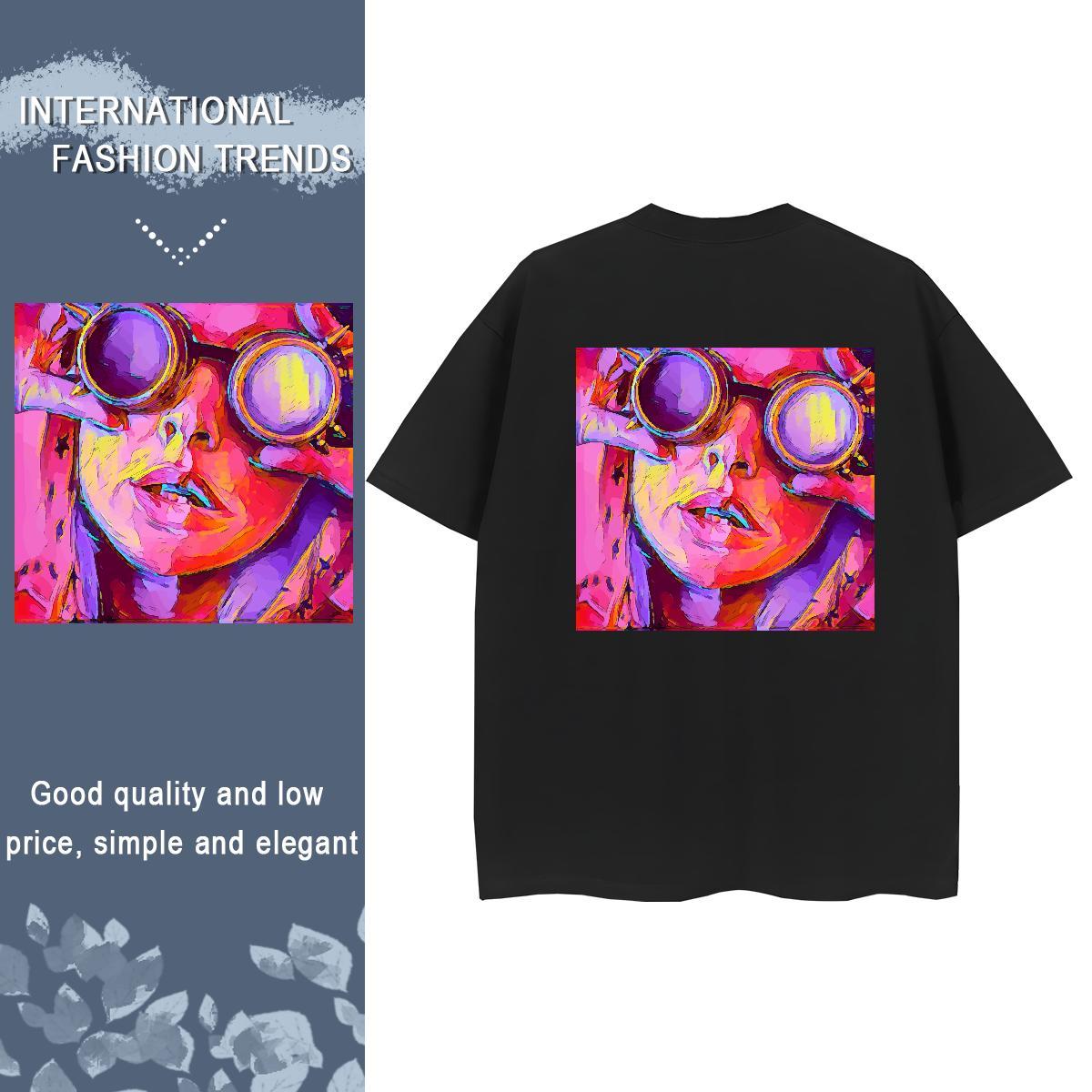2024 T Shirts Women 230g 100% Cotton Breathable Crew Neck Sports Casual portrait Unisex Tshirts 5A Cartoon Print Top Tees