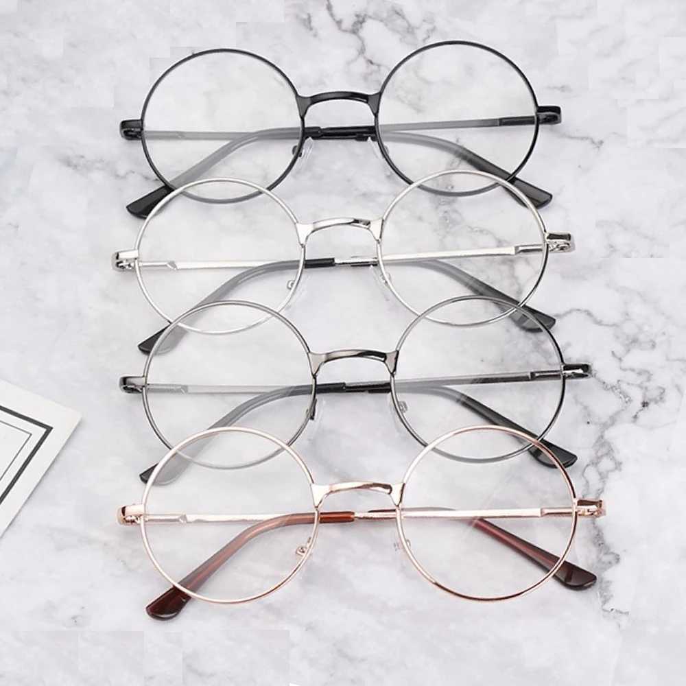 Fashion metal reading glasses retro round frame glasses womens ultra light resin glasses magnifying visual care+1.0~+4.0 W240906