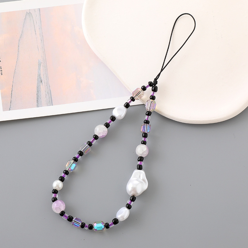 New mixed bead irregular pearl chain hanging pendant mobile phone lanyard