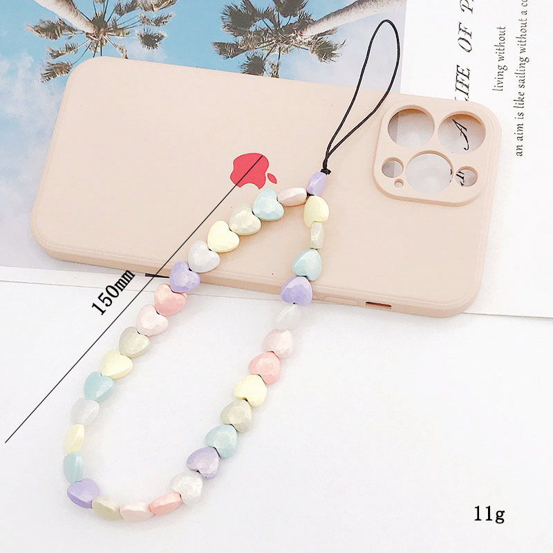 Yilian New Colorful Matte Love Chain Bead Colored Phone Hanging Release Rope Anti Fall Wrist Strap