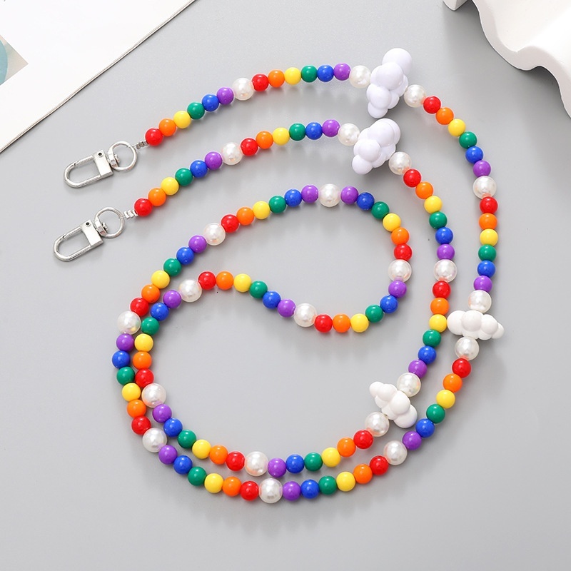 Yilian Jewelry New Beaded Rainbow Cloud Acrylic Crossbody Chain Phone Case Accessories Hanging Rope