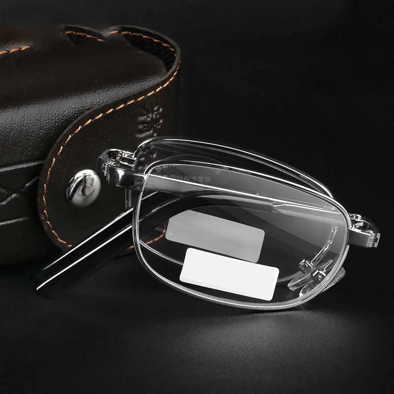 Portable metal folding reading glasses Ultralight mens business elder glasses glasses with random shell+0.5 to+4.0 W240907