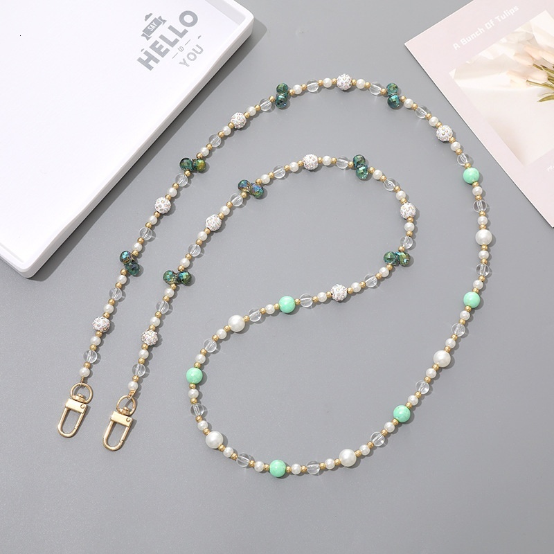 Ins simple and creative new bead mixed crossbody can be carried back chain mobile phone hanging rope