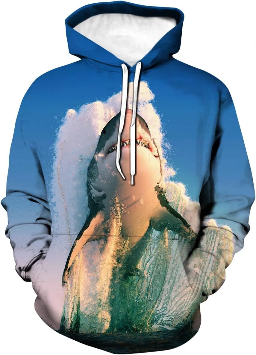 Hoodie for Mens Womens 3D Graphic Shark Hoodie Adult Funny Long Sleeve Pullover Sweatshirt for Mens Womens Graphic Hoodies sweatshirt Pullover Long Sl