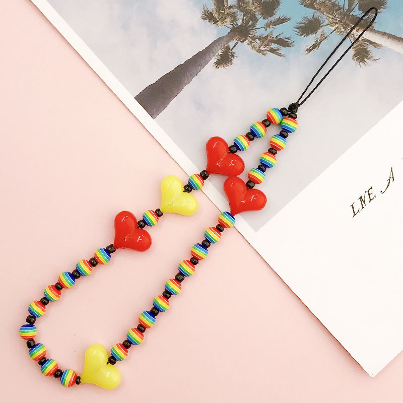 Yilian New Acrylic Love Chain DIY Jewelry Accessories Handmade Resin Color Bead Phone Rope