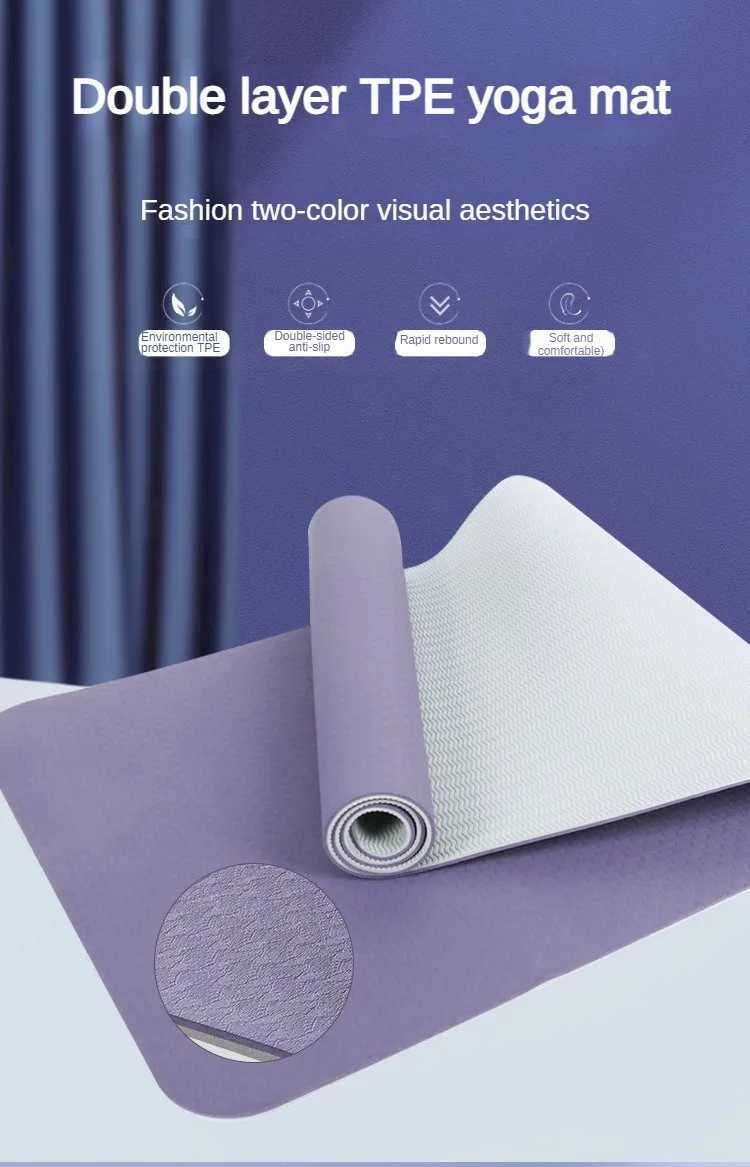 Zen Rhyme 6mm thick TPE anti slip and odorless professional fitness gym fitness exercise yoga mat suitable for beginners W240906