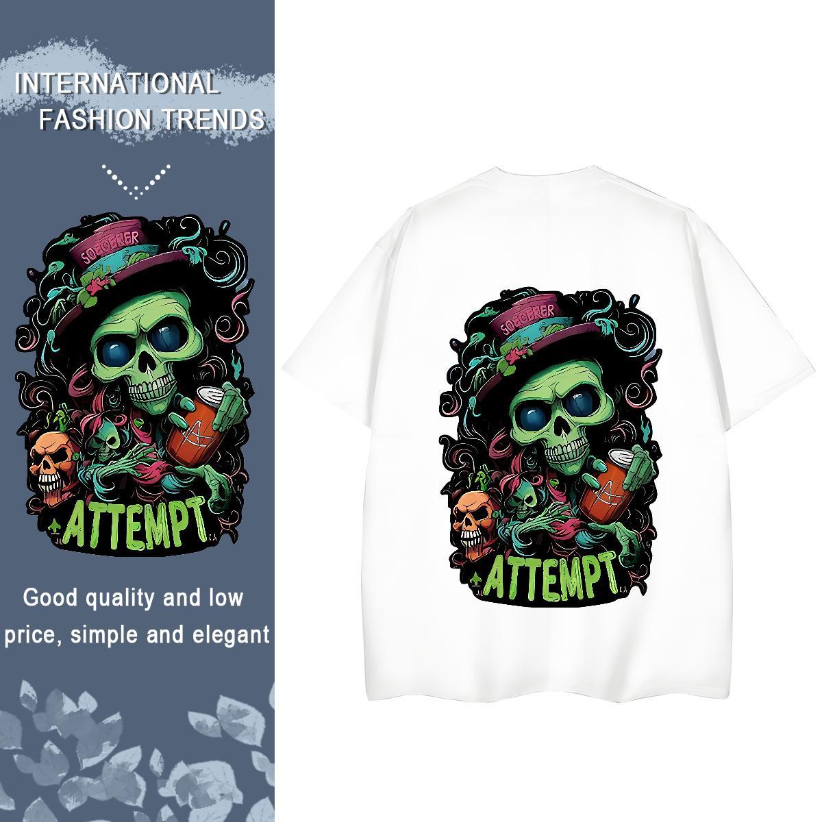 2024 T Shirt For Woman 230g 100% Cotton Comfortable Spring Summer skull Women Tshirts Free Shipping Custom Print Plus Size Wear
