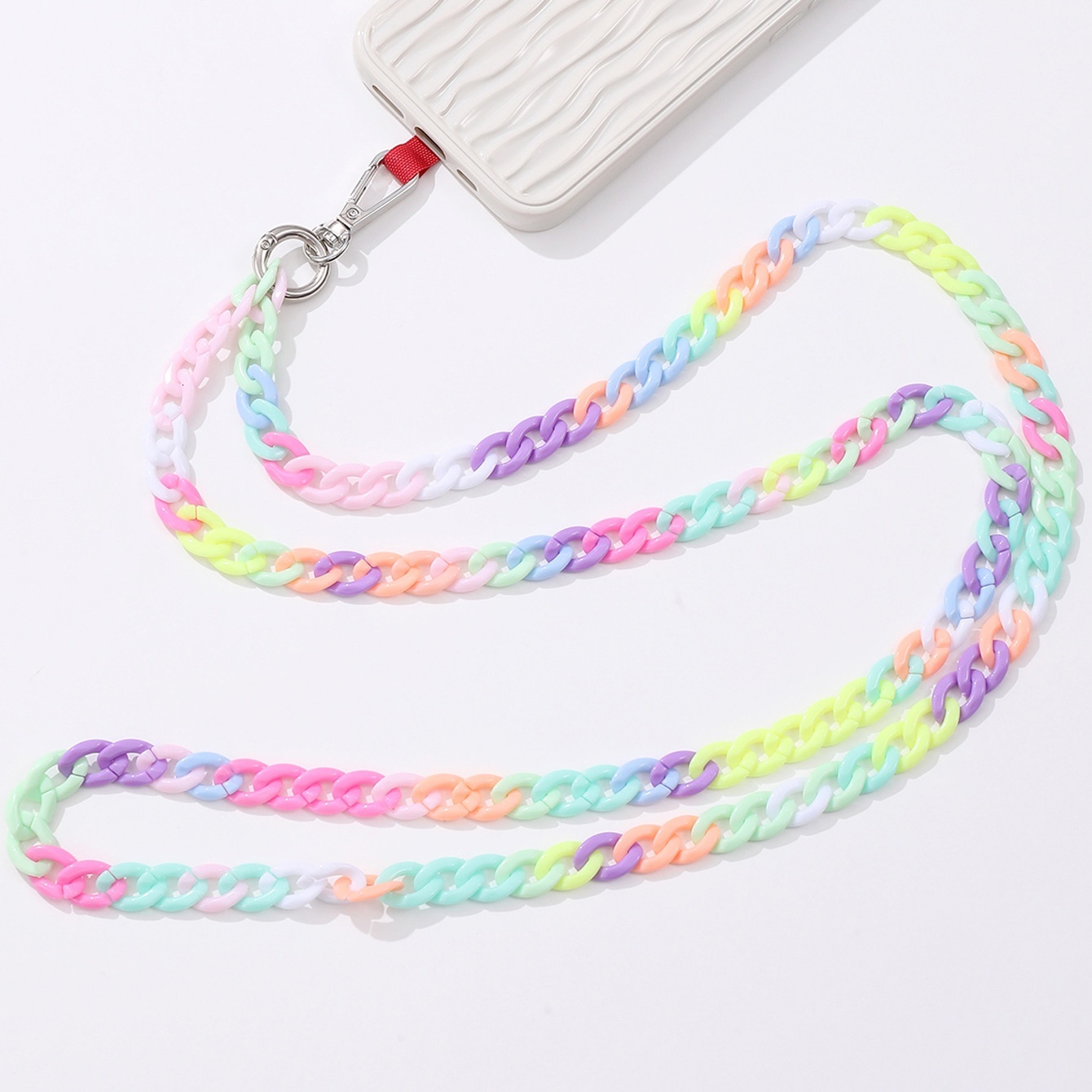 Yilian New 120cm Colored Acrylic Cross body Phone Case Jewelry Pendant drop and Anti loss Shoulder Strap Chain