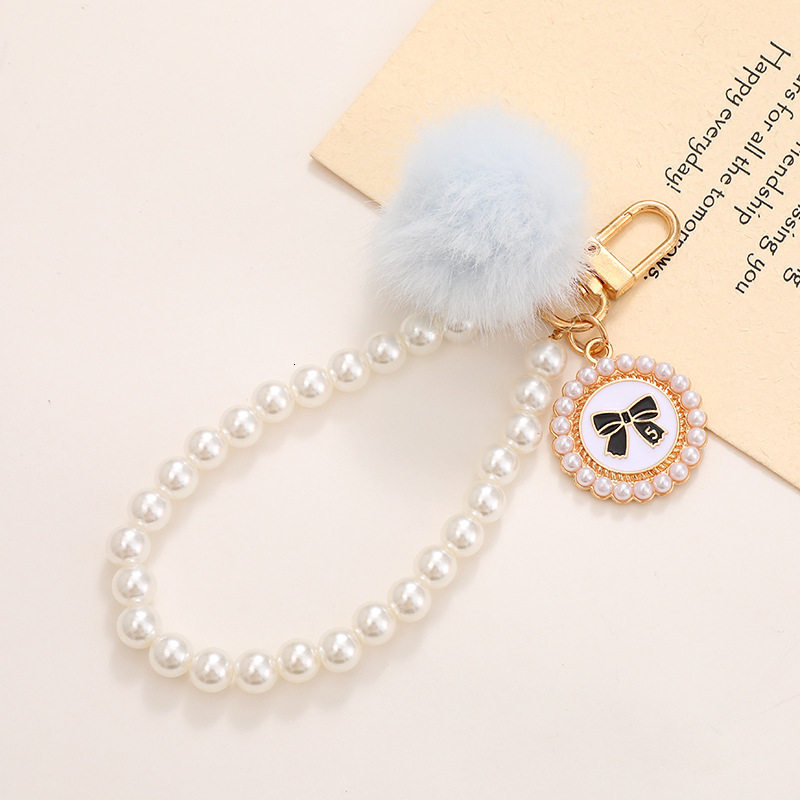 Xiaoxiangfeng Keychain Plush Ball Bag Pendant DIY Glass Bead Phone Case Hanging Pearl Chain