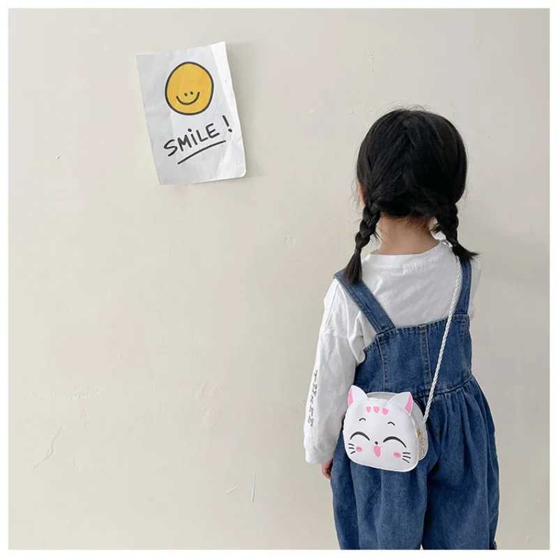 New Cartoon Childrens Messenger Bag Cute Cat Childrens Fashion Coin Wallet and Handbag Cute Boys and Girls Mini Shoulder Bag W240906