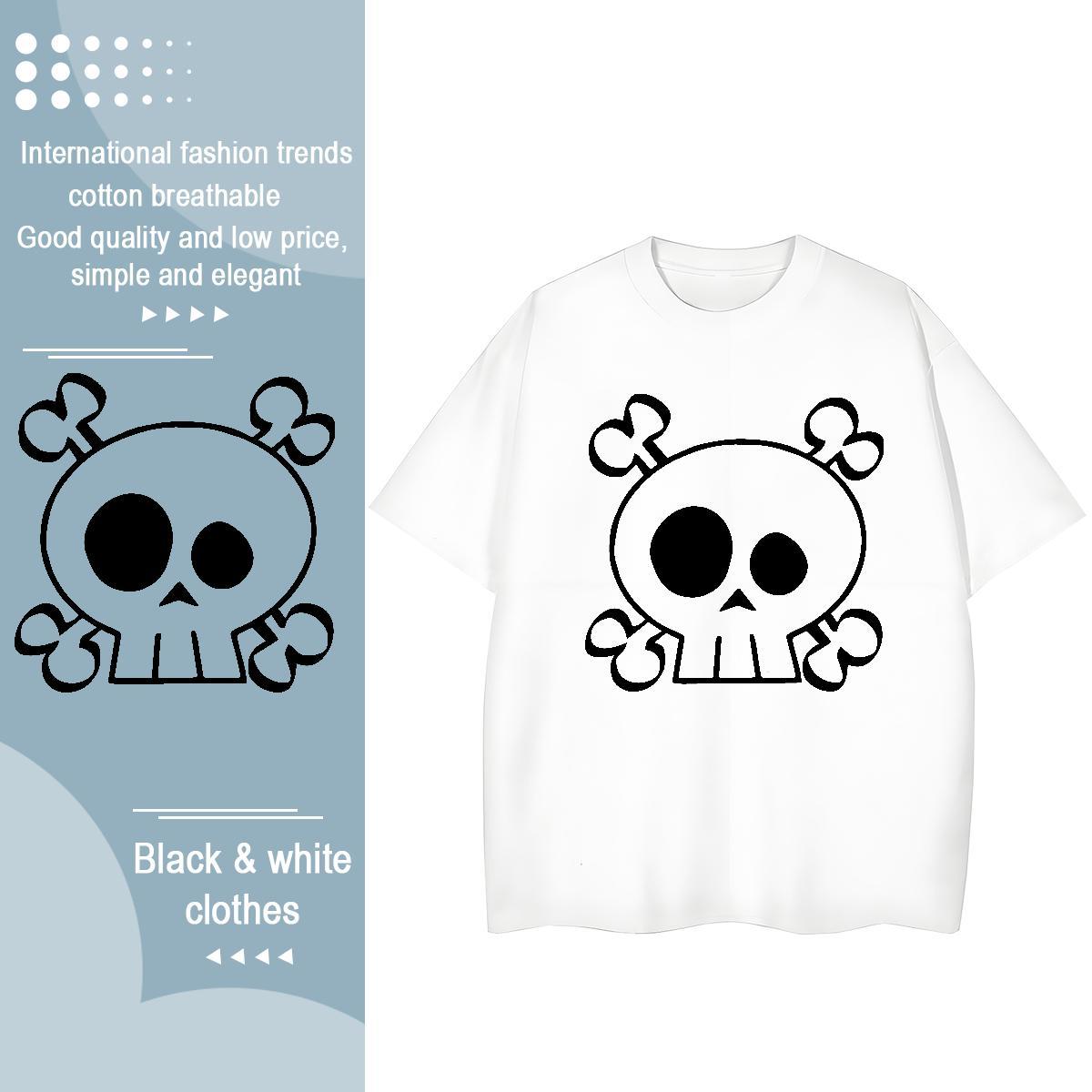 2024 Casual Womens T Shirts 100% Cotton 230g Crew Neck Spring Summer skull Couples T Shirts High quality Skull Clothes