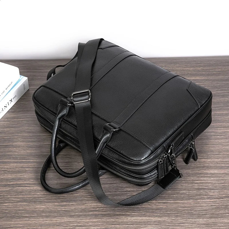 SENOFAN Executive briefcase mens leather retro business bag A4 notebook handbag travel ten fonts 240906