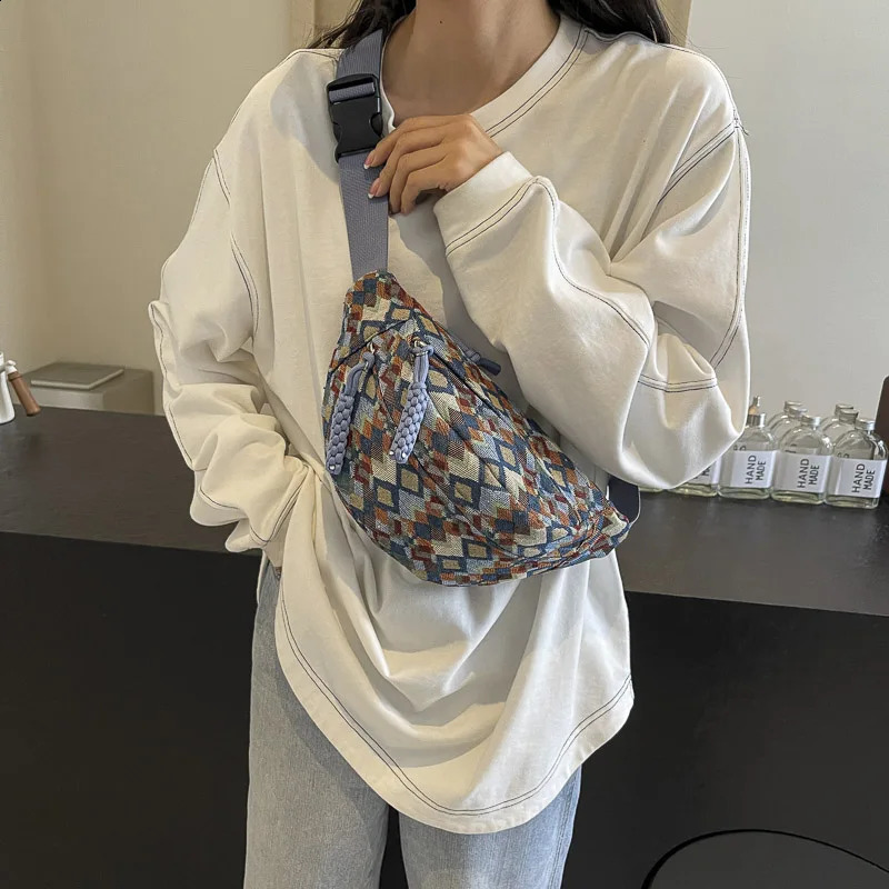 Bohemia Corduroy Belt Bags for Women Fashion Fanny Pack Female Banana Waist Bag Hip Purse Shoulder Crossbody Chest Pocket 240906