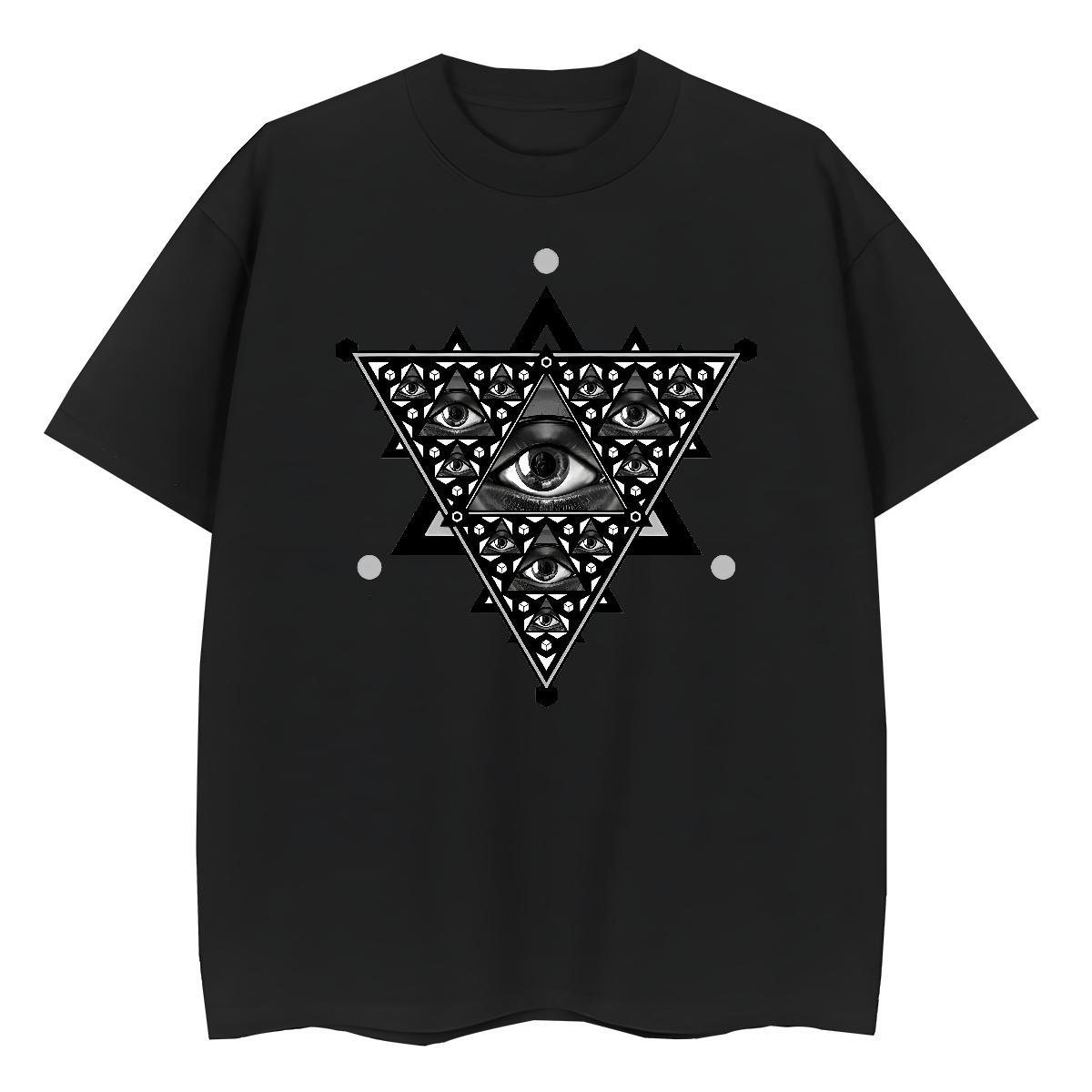 Fashion T-Shirts 230g Cotton Crew Neck Breathable Hip Hop eye of the devil Women Tees Lady Anime Print Tops