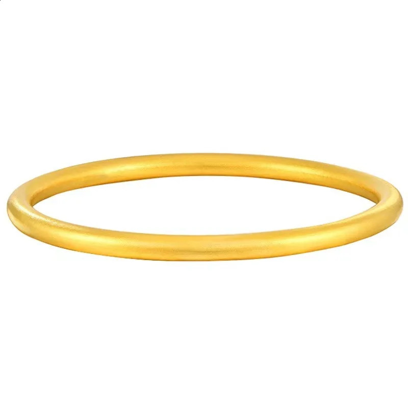 18K Gold Solid Non Demolding Bracelet Au750 Plain Ring Frosted Ancient Method Inheritance Boutique Jewelry Gift B0043 240902