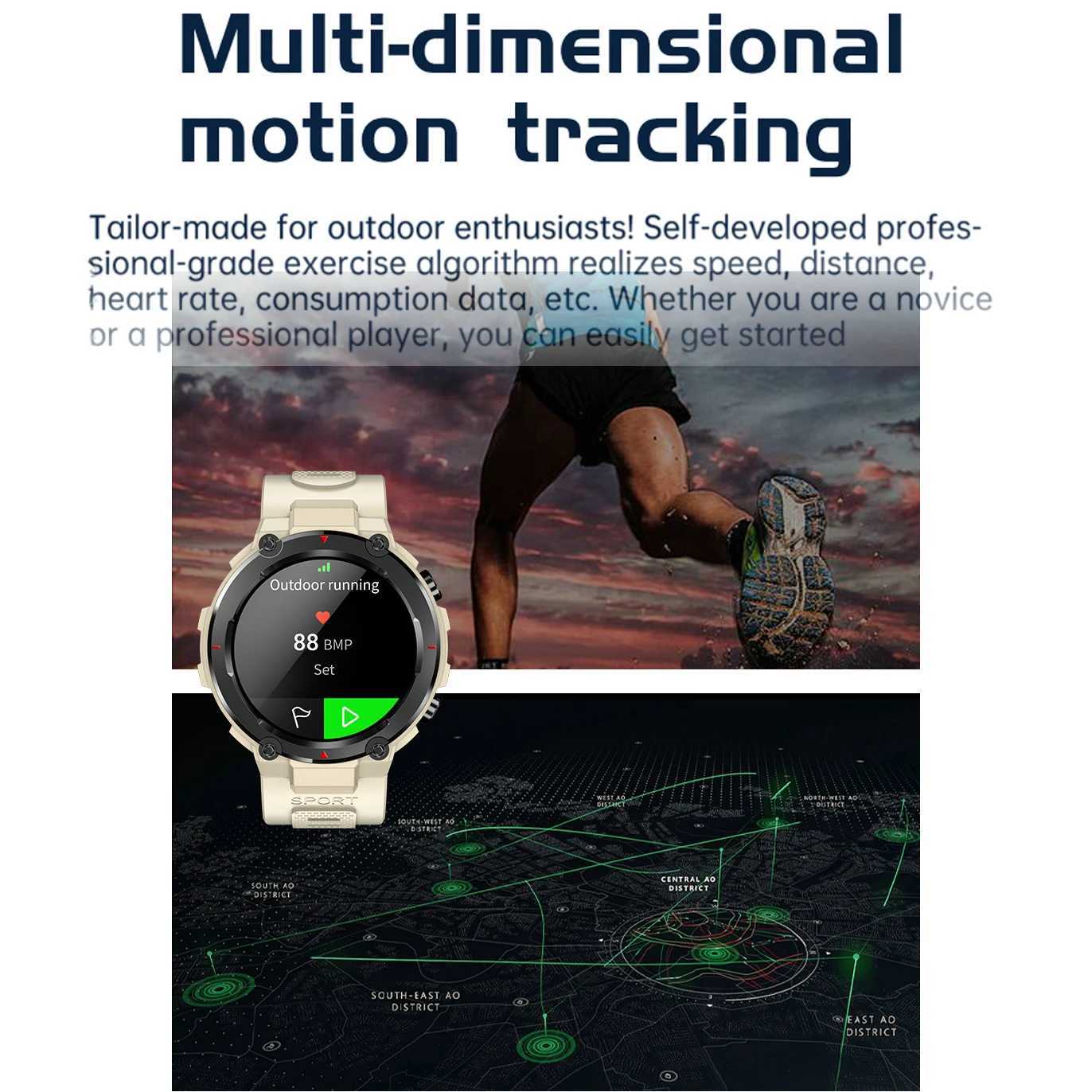 Integrated GPS Smart Watch for Men HD Large Round Screen BT Call Multiple Sport Modes IP68 Waterproof Mens Smartwatch M240907