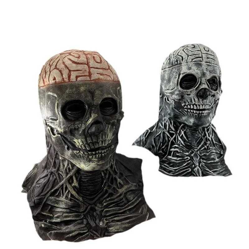 Halloween Latex Skull Mask Horror Skeleton Full Head Helmet Skull Full Face Mask Masque Party Costume Props Halloween Decoration M240906 - view 6