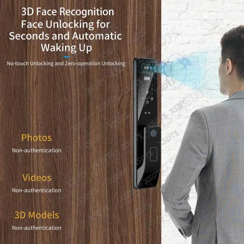 3D facial real-time intercom intelligent door lock security camera intelligent fingerprint password biometric electronic key unlocking CL240920