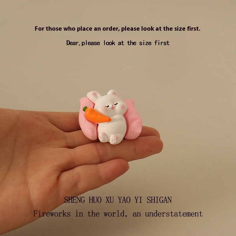 Cute Cartoon Rabbit Mini Resin Craft for Interior Scenes - Compact Home Display Accessory