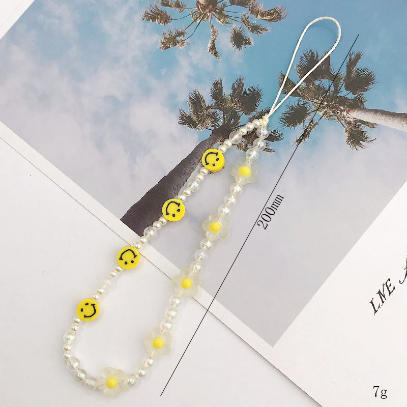 Yilian's New Soft Ceramic Chain DIY Case Phone Handmade Beaded Smiling Face Anti Loss Rope