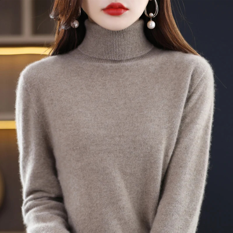 High neck cashmere sweater knitted womens turtle pullout highquality winter warmth jumper SXXL 240906