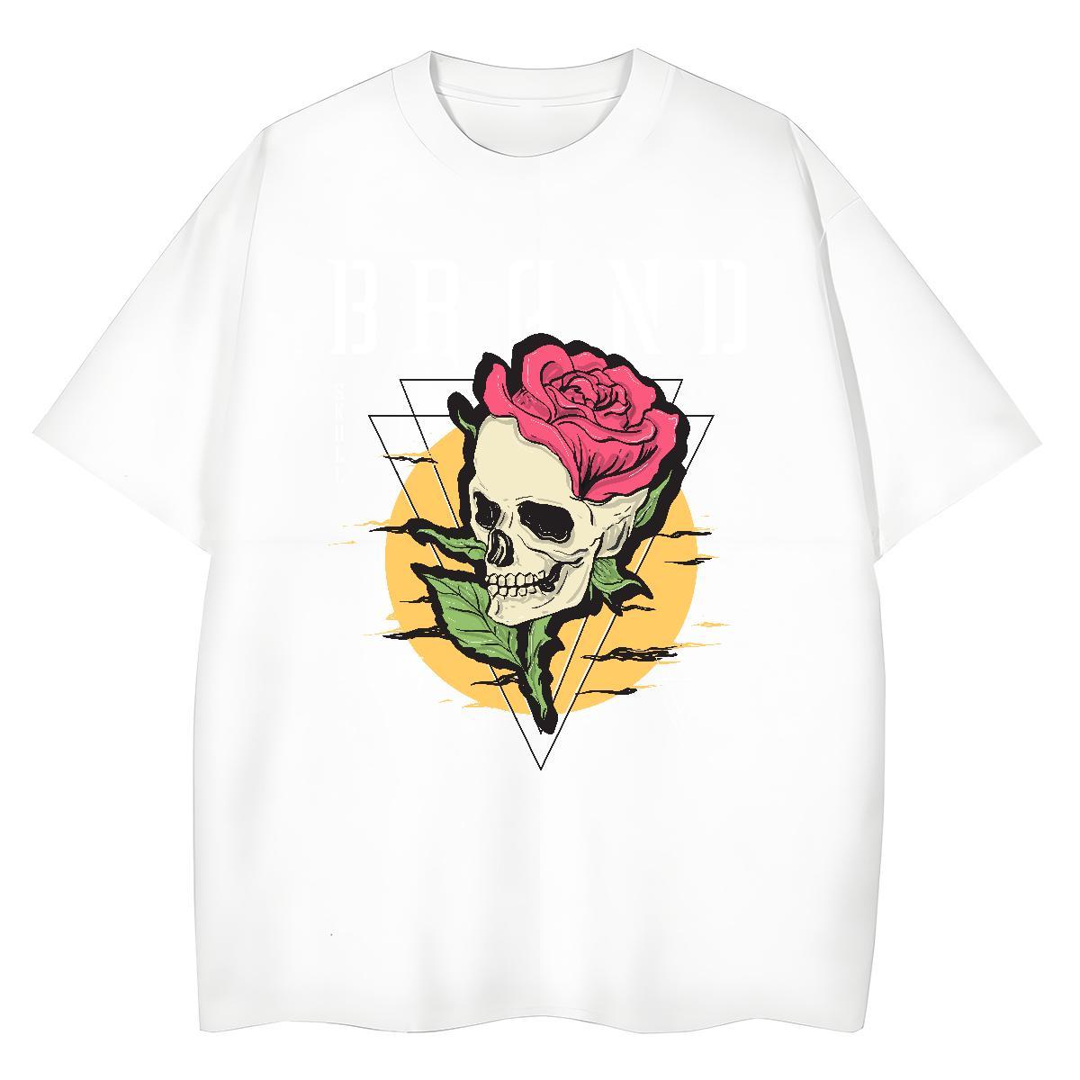 Fashion Casual T-Shirts for Women 230g 100% Cotton Breathable Street skull Womens Tshirts High quality Anime Oversized Clothings