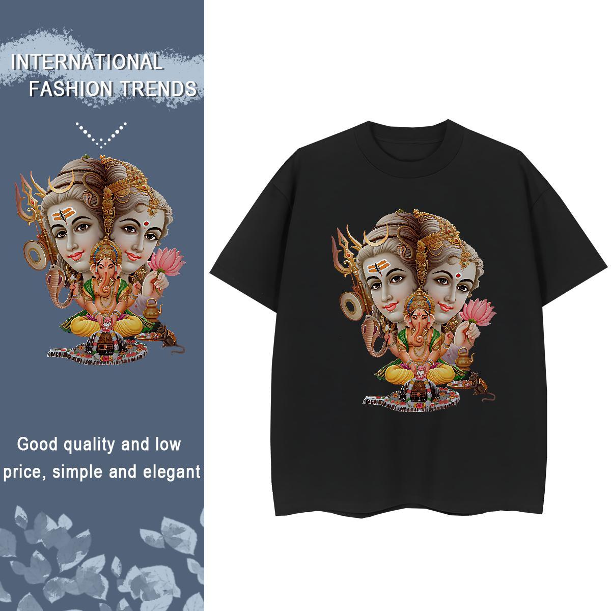 Fashion Casual Womens T Shirts 230g Cotton Crew Neck Street elephant Women Tees Wholesale Cartoon Print Tops Shirt