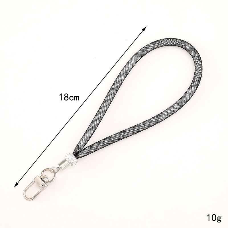 Ins new tubular mesh pendant luggage keychain decoration rhinestone chain DIY mobile phone hanging rope