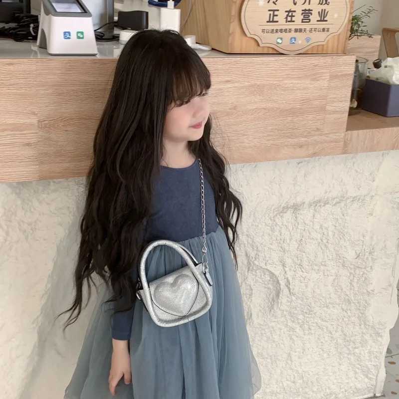 Fashion sequined shoulder bags new baby cross body bags and sweet pressed shell peach heart childrens bags suitable for boys and girls W240906