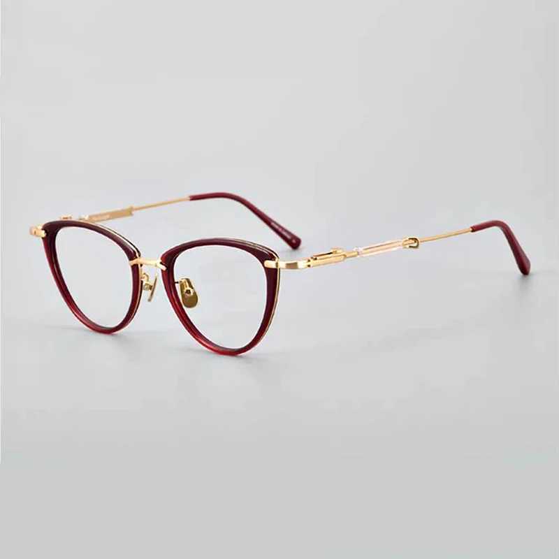 2024 New MYBC Pure Titanium Glasses Frame for Men and Women High Quality Cat Eye Fashion Designer Personalized Retro Glasses W240906