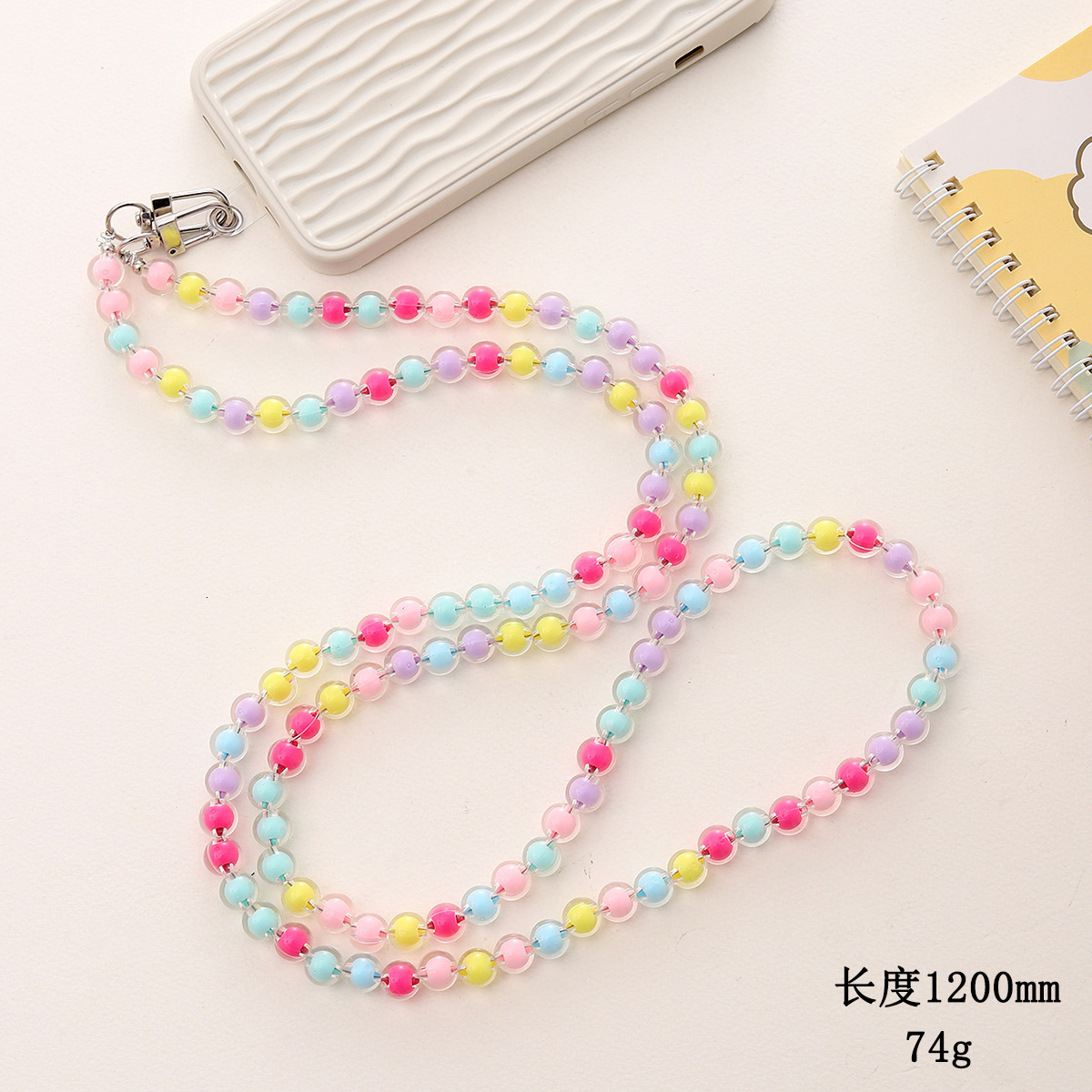 Yilian new colorful acrylic crossbody shoulder strap chain bead phone case beauty long hanging rope anti fall