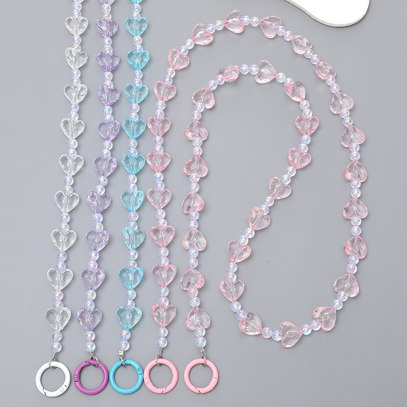 Yilian's new acrylic love crossbody chain with high-end feel, handmade bead hanging rope bag decoration, phone case pendant