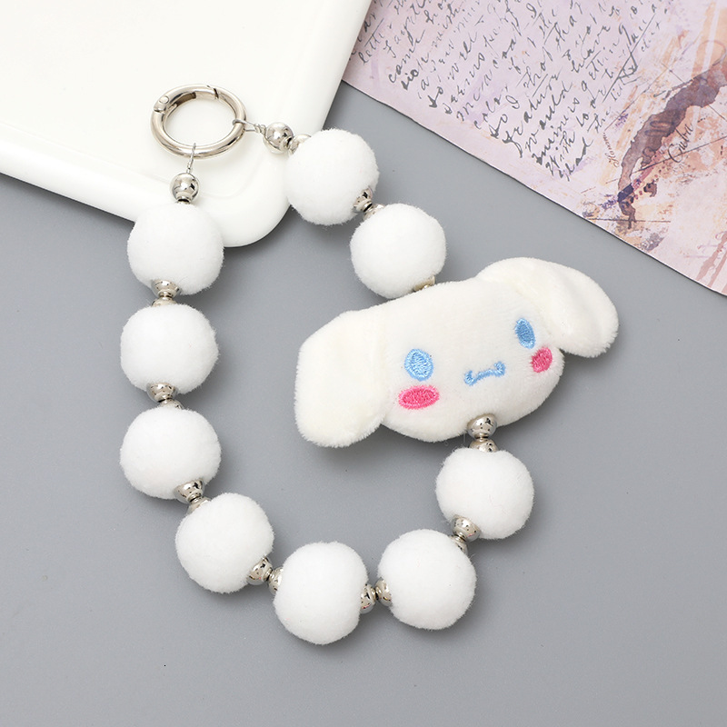 Yilian new Kulomi plush bead pendant cartoon case keychain anti drop phone chain hanging decoration