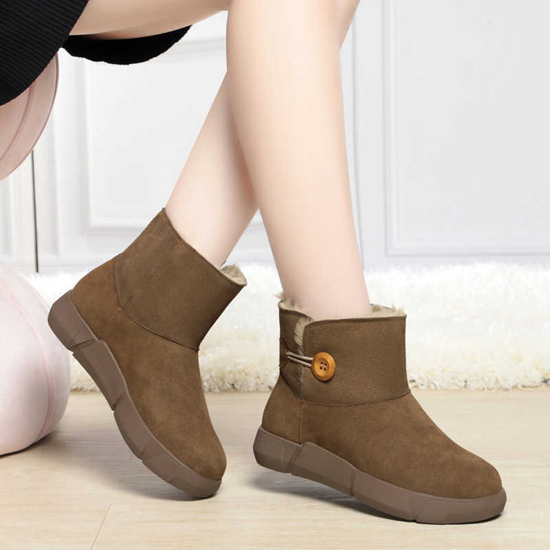 CMM Winter Velvet Thickened Fur Integrated Snow Boots for Women Northeast China Degrees Celsius Large Cotton Shoes Leather Wool Large Size Womens Shoe