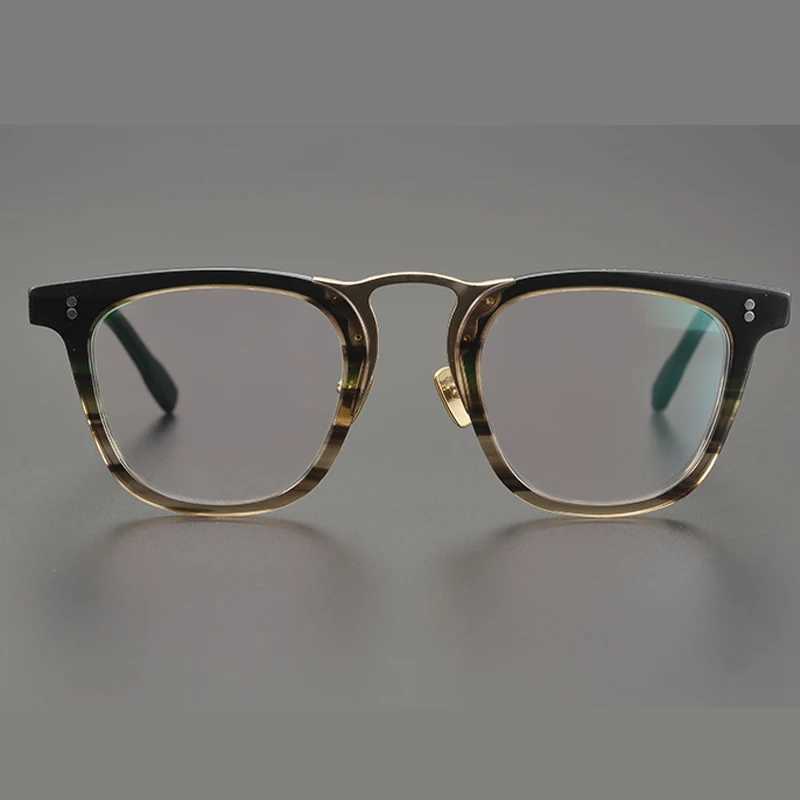 Vintage handmade personalized Ombre green glasses square frame suitable for large fashionable mens high-end business optical glasses W240906
