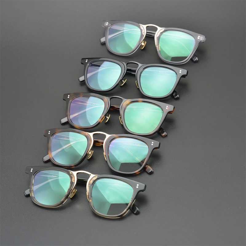 Vintage handmade personalized Ombre green glasses square frame suitable for large fashionable mens high-end business optical glasses W240906