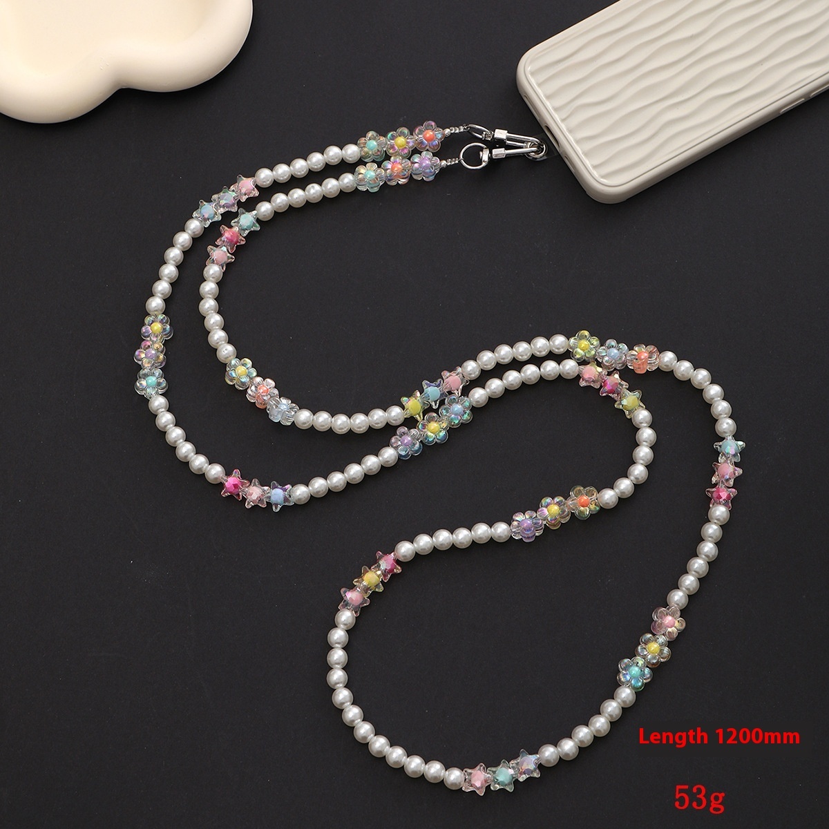 Yi Lian's New Acrylic Beaded Pearl Cross Shoulder Strap Chain Phone Case Hanging Decoration Gift for Women
