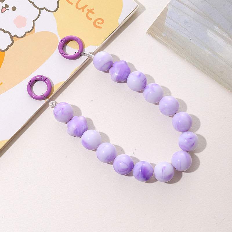 Yilian's new acrylic candy colored heart-shaped hand-held DIY jewelry accessories, handmade bead anti loss chain