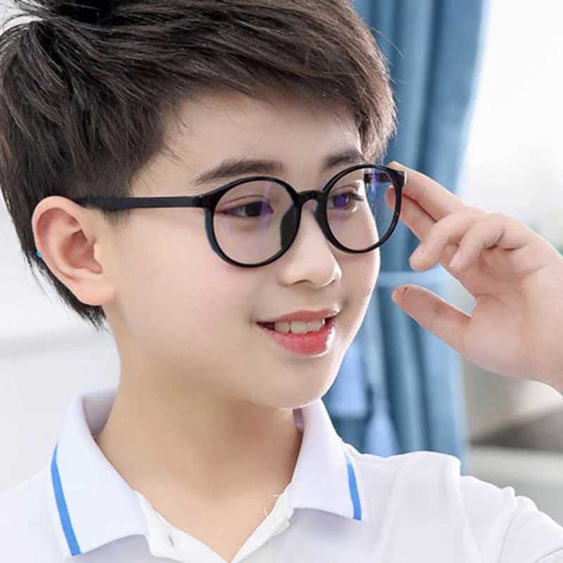 New circular frame anti blue light glass ordinary glass childrens radiation protection childrens computer telephone online course W240906