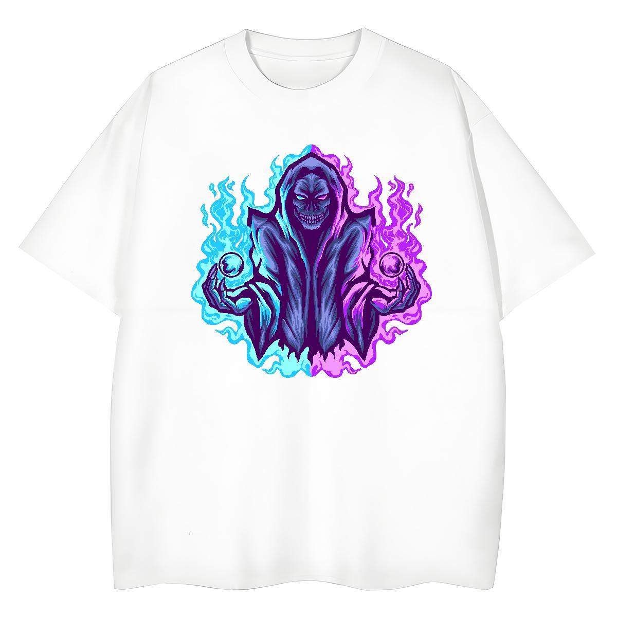 New Arrival T Shirts Women 100% Cotton 230g Breathable Short Sleeve Street Wear skull Tshirt for Man Woman Wholesale Cartoon Anime Tees Shirts